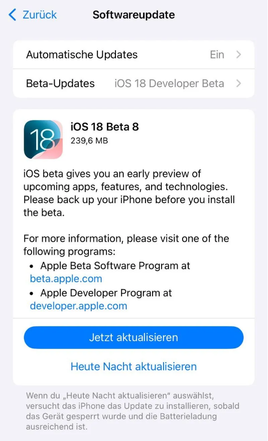 沅江苹果手机维修分享苹果 iOS / iPadOS 18 开发者预览版 Beta 8 发布 